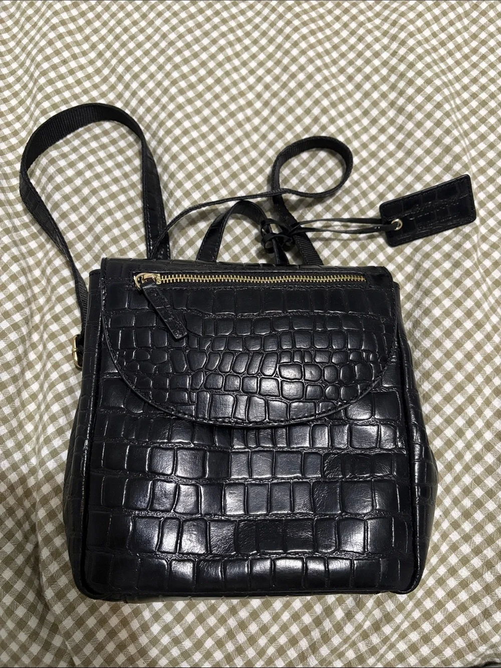 Ashwood Black Croc-Embossed Women’s Bag